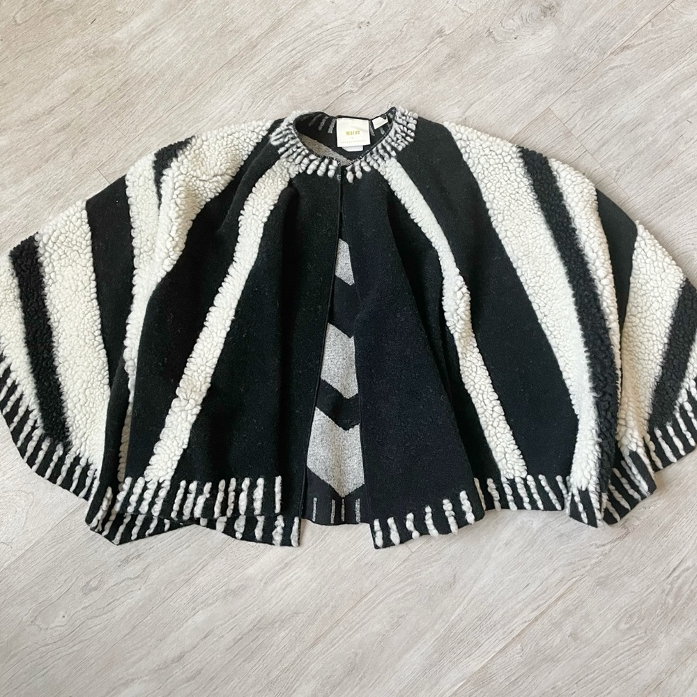 Striped Sherpa/ Wool Poncho Maeve For Anthropologie. Sz: One Size!